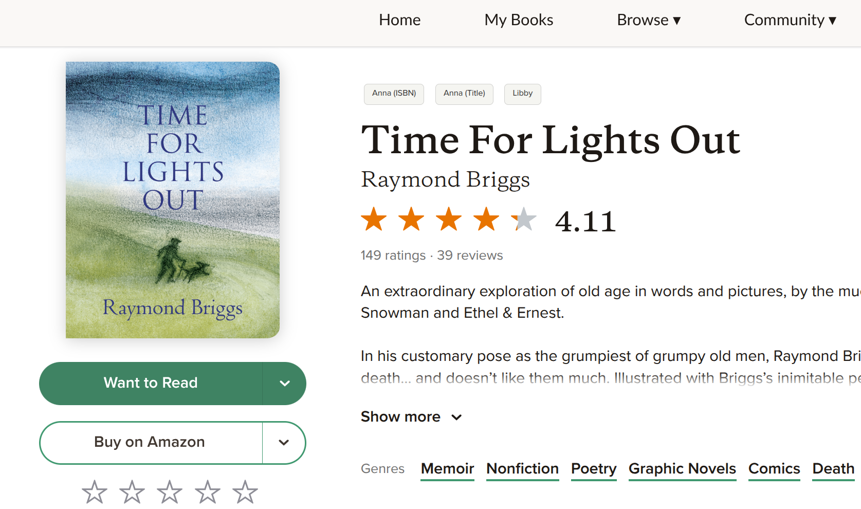 Book More buttons on a Goodreads book page